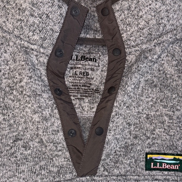Men's L. L Bean Gray Sweater with Button Collar - Picture 3 of 3